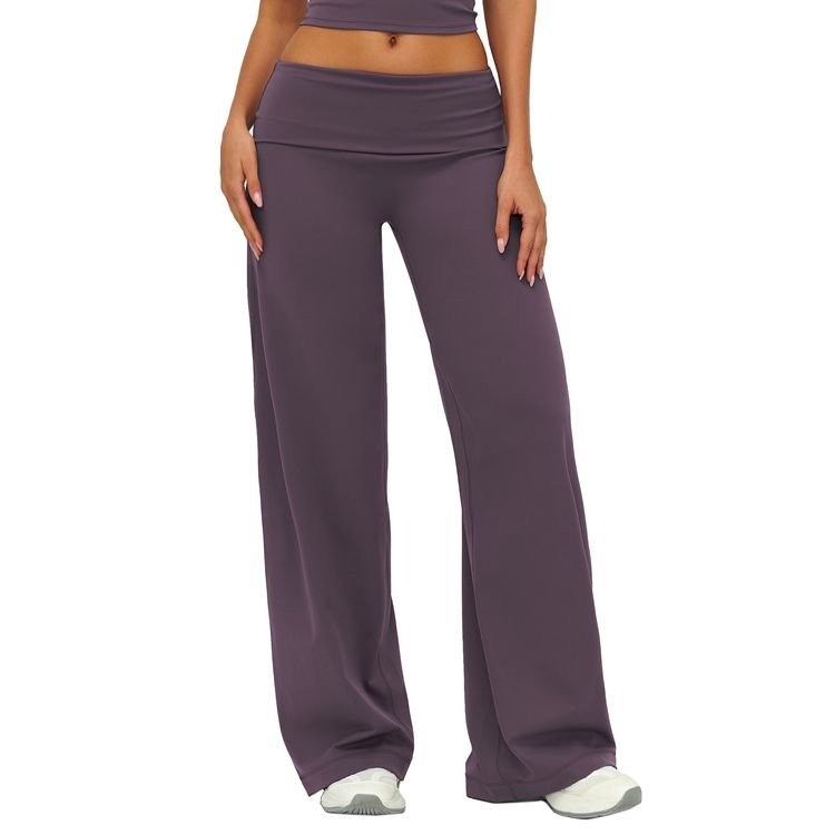 New Brushed Loose Simple Mid Waist Yoga Pants Breathable Hip Lifting Fitness Leggings